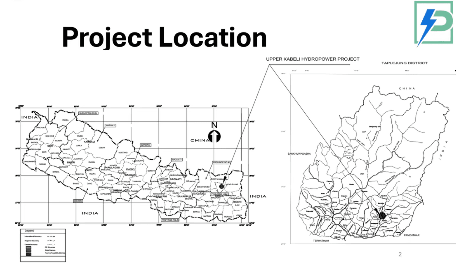 Map showing the location of Upper Kabeli Hydropower Project in Taplejung, Nepal